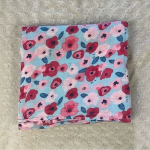 Angel Dear Pink Blue Flowers Baby Swaddle Blanket Muslin Cotton Floral